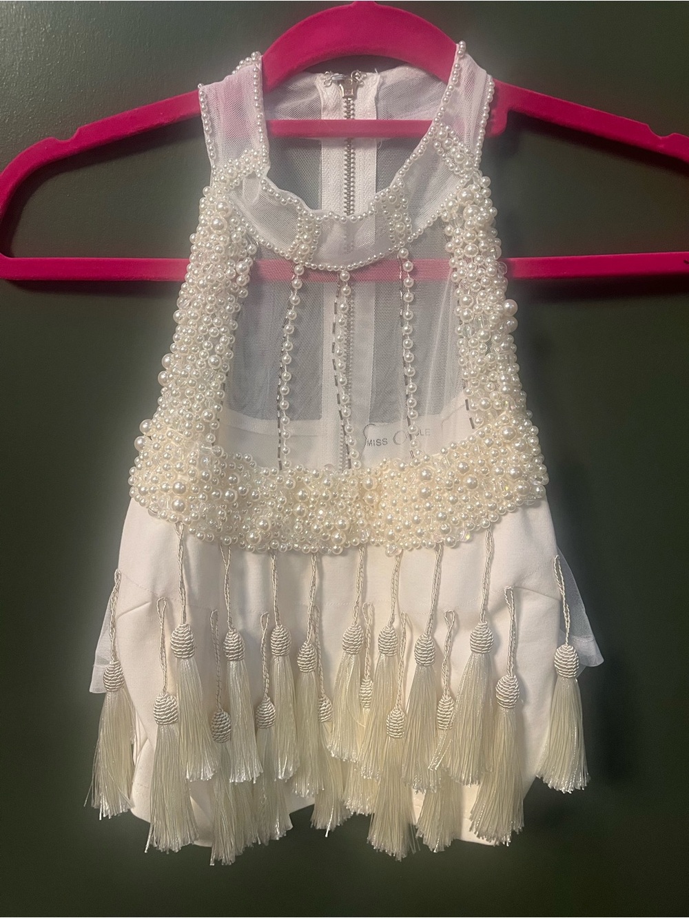 Beaded Tassel Halter Top in Ivory